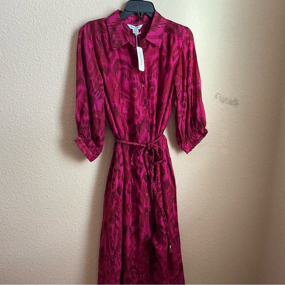 Tommy Bahama Pink A-Line Dress with Notched Collar